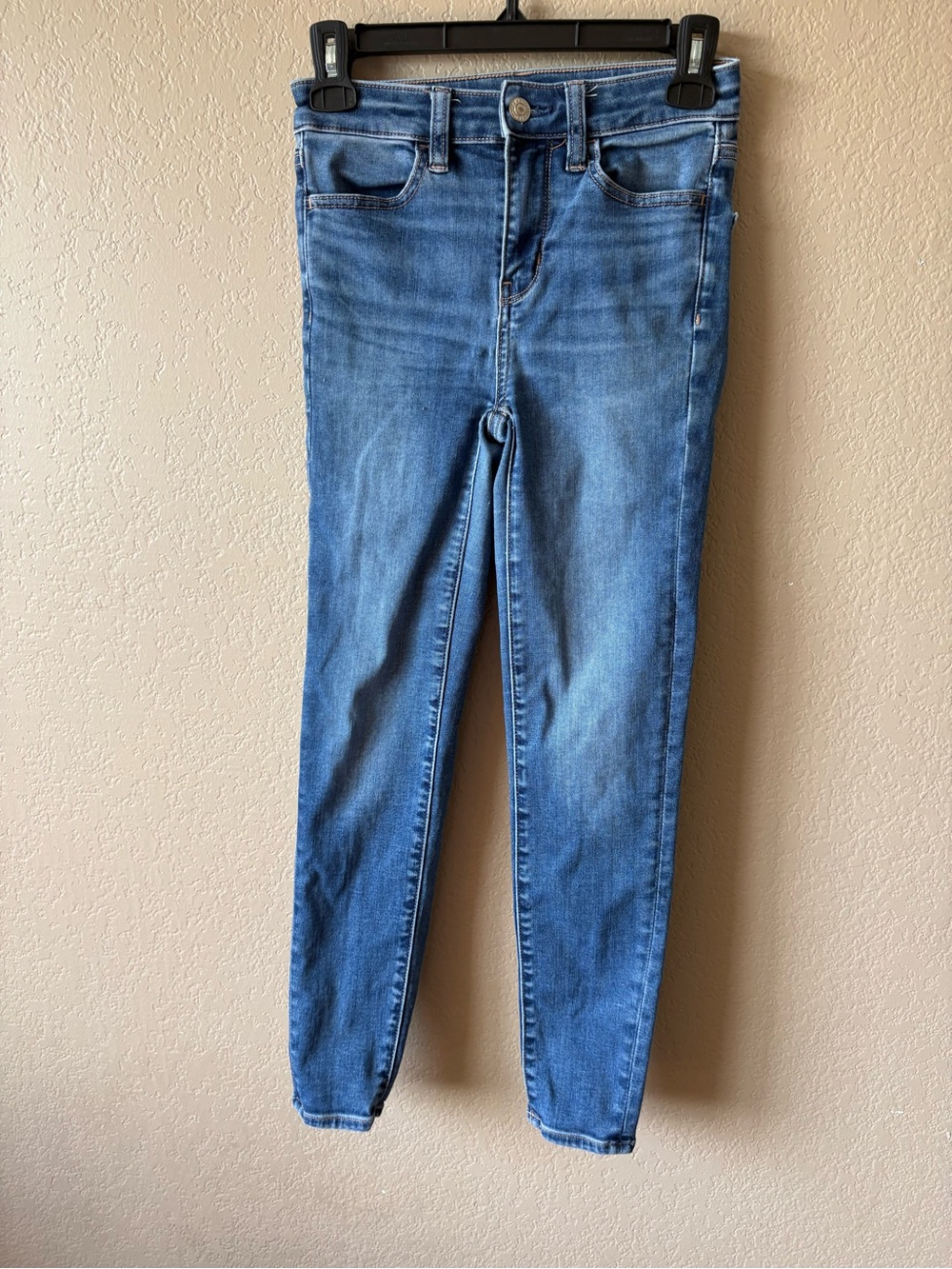 American Eagle High Rise Jegging Size 00 Short Blue Jeans Next Level Stretch